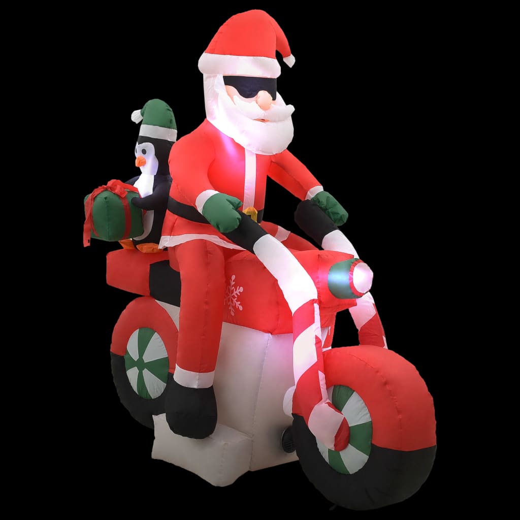 Aufblasbarer Weihnachtsmann Auf Motorrad Led Ip44 160 Cm