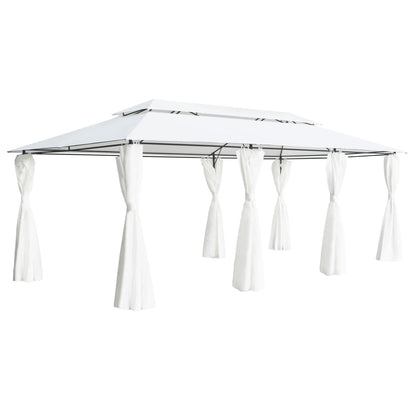 Pavillon Mit Vorhängen 600X298X270 Cm Weiß 180G/M²