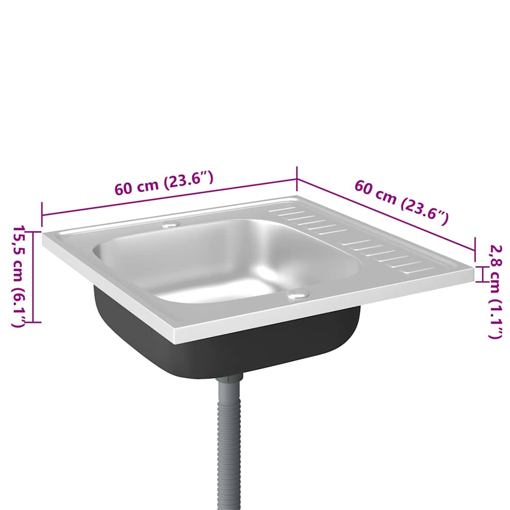 Spüle Mit Abtropffläche Set Silbern Edelstahl