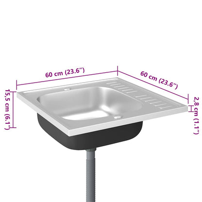 Spüle Mit Abtropffläche Set Silbern Edelstahl
