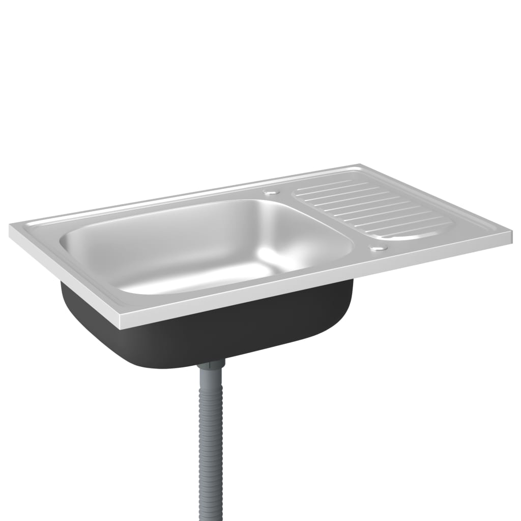 Spüle Mit Abtropffläche Set Silbern Edelstahl