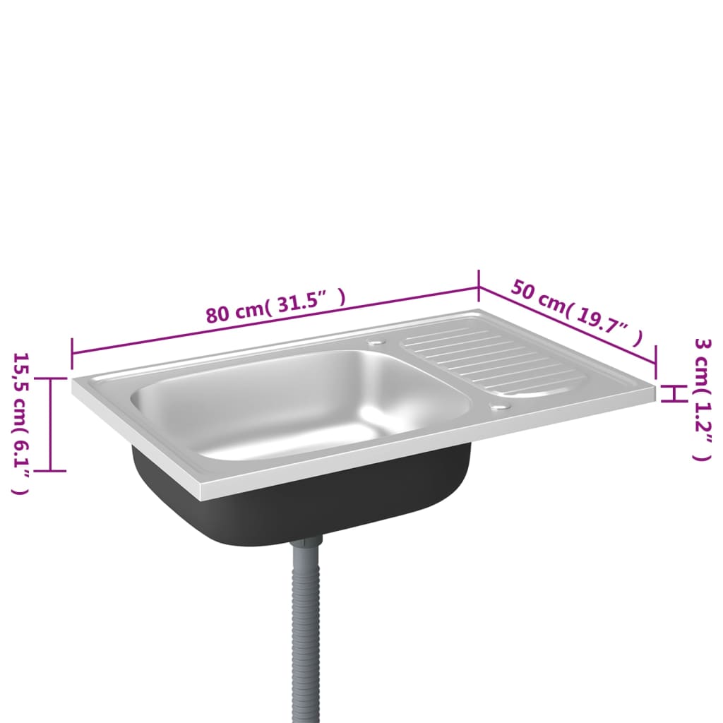 Spüle Mit Abtropffläche Set Silbern Edelstahl
