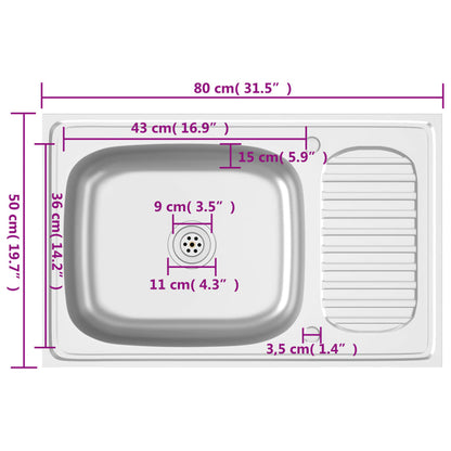 Spüle Mit Abtropffläche Set Silbern Edelstahl