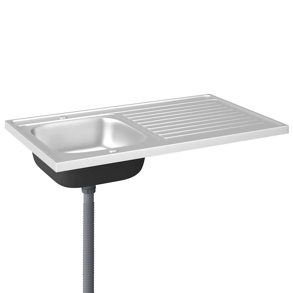 Spüle Mit Abtropffläche Set Silbern Edelstahl