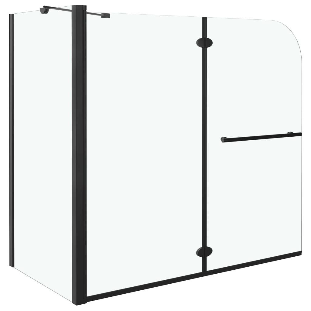 Badewannenaufsatz 2-Fach Faltbar Esg 120X68X130 Cm Schwarz
