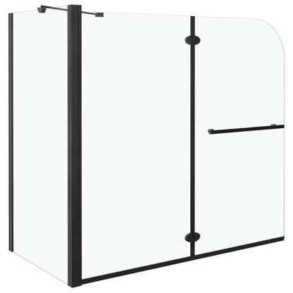 Badewannenaufsatz 2-Fach Faltbar Esg 120X68X130 Cm Schwarz