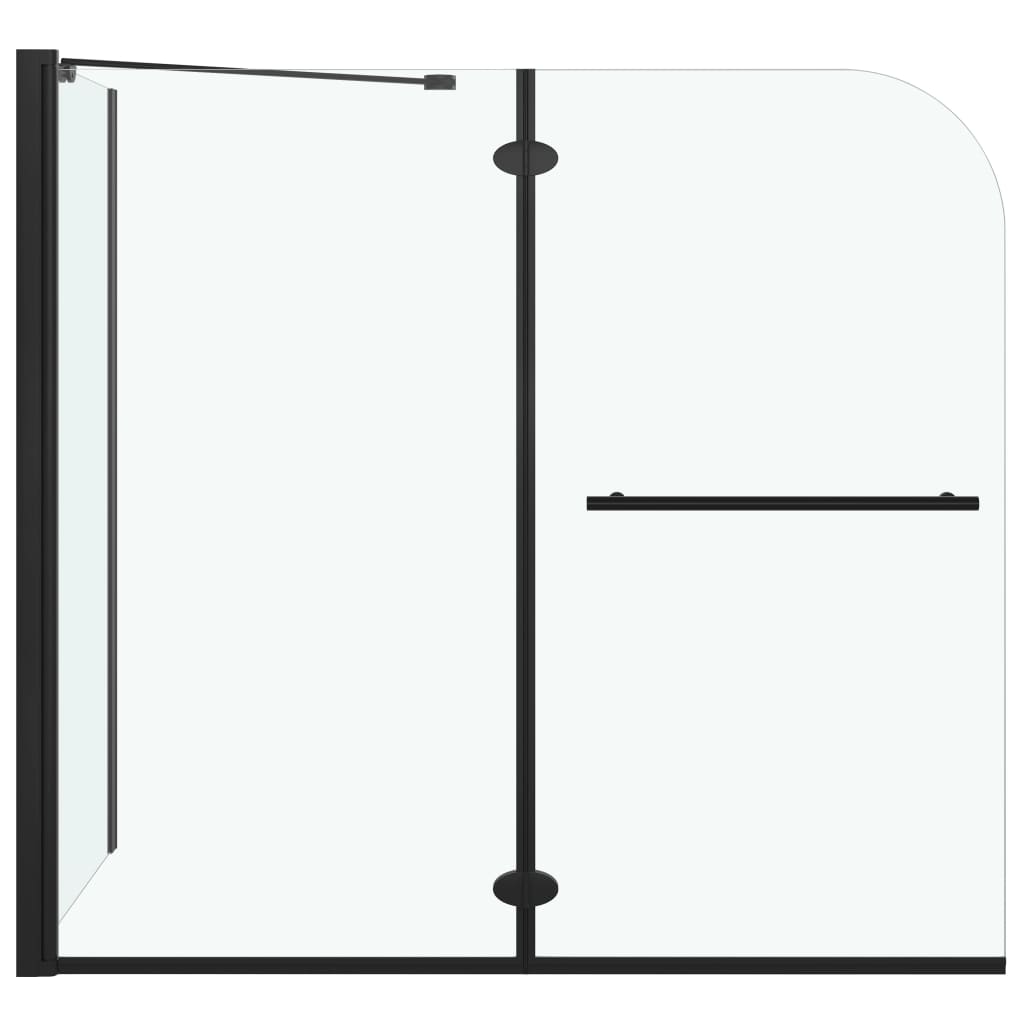 Badewannenaufsatz 2-Fach Faltbar Esg 120X68X130 Cm Schwarz