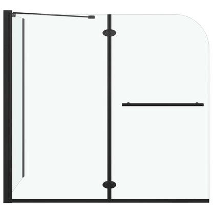 Badewannenaufsatz 2-Fach Faltbar Esg 120X68X130 Cm Schwarz