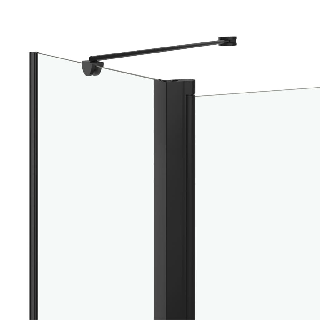 Badewannenaufsatz 2-Fach Faltbar Esg 120X68X130 Cm Schwarz