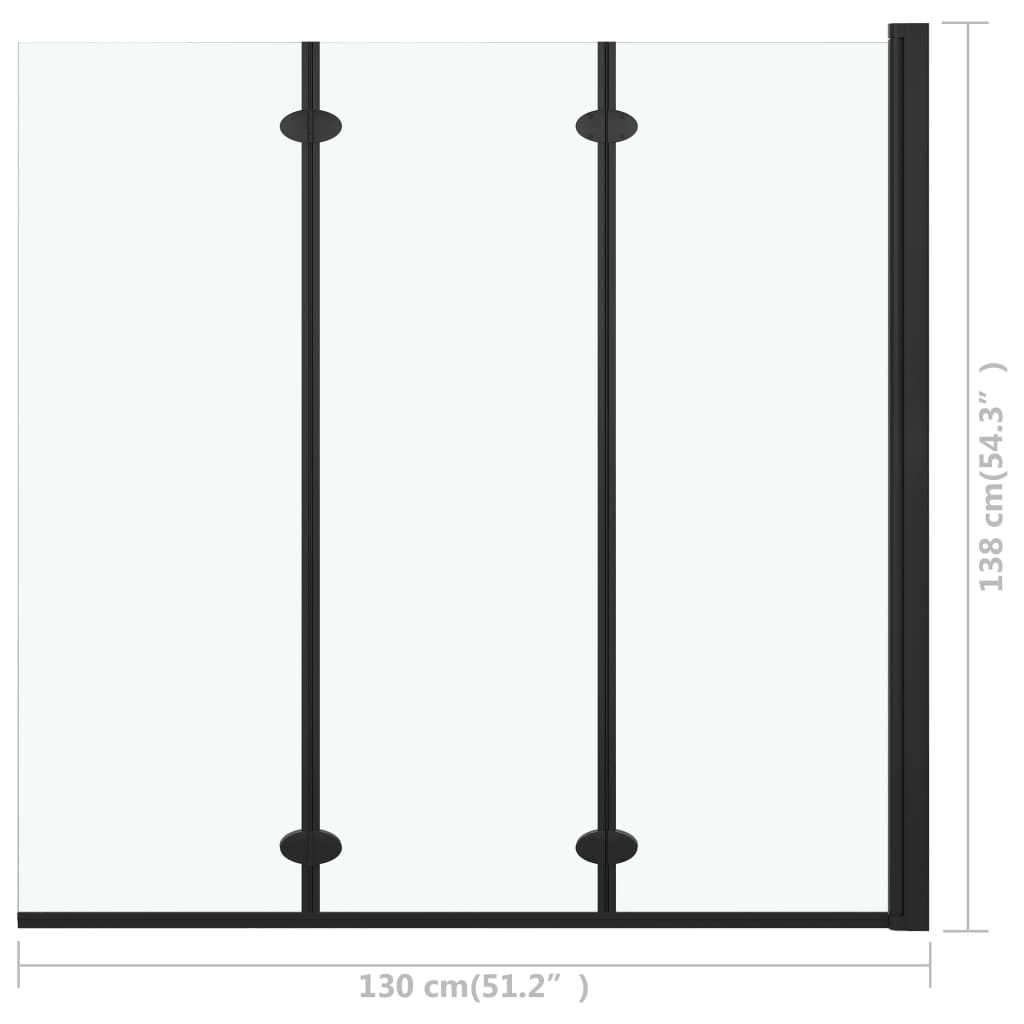 Faltbare Duschkabine 3 Paneele Esg 130X138 Cm Schwarz