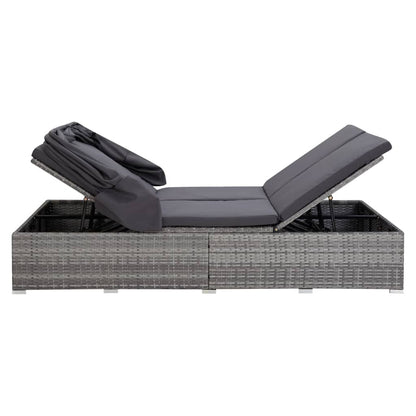 2-Personen-Sonnenliege Mit Auflage Poly Rattan