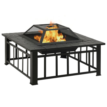 Garten Feuerstelle Mit Schürhaken 81X81X47 Cm Xxl Stahl
