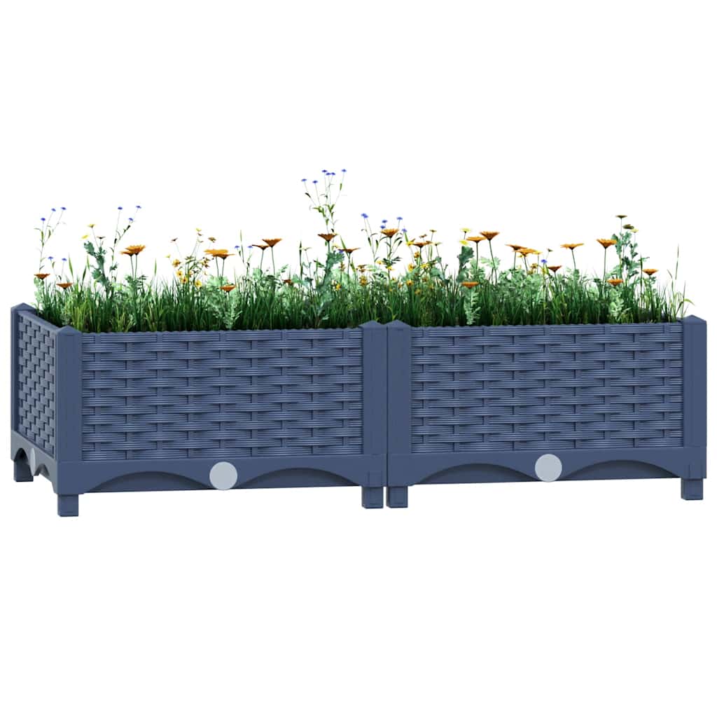 Hochbeet 80X40X23 Cm Polypropylen Blaugrau