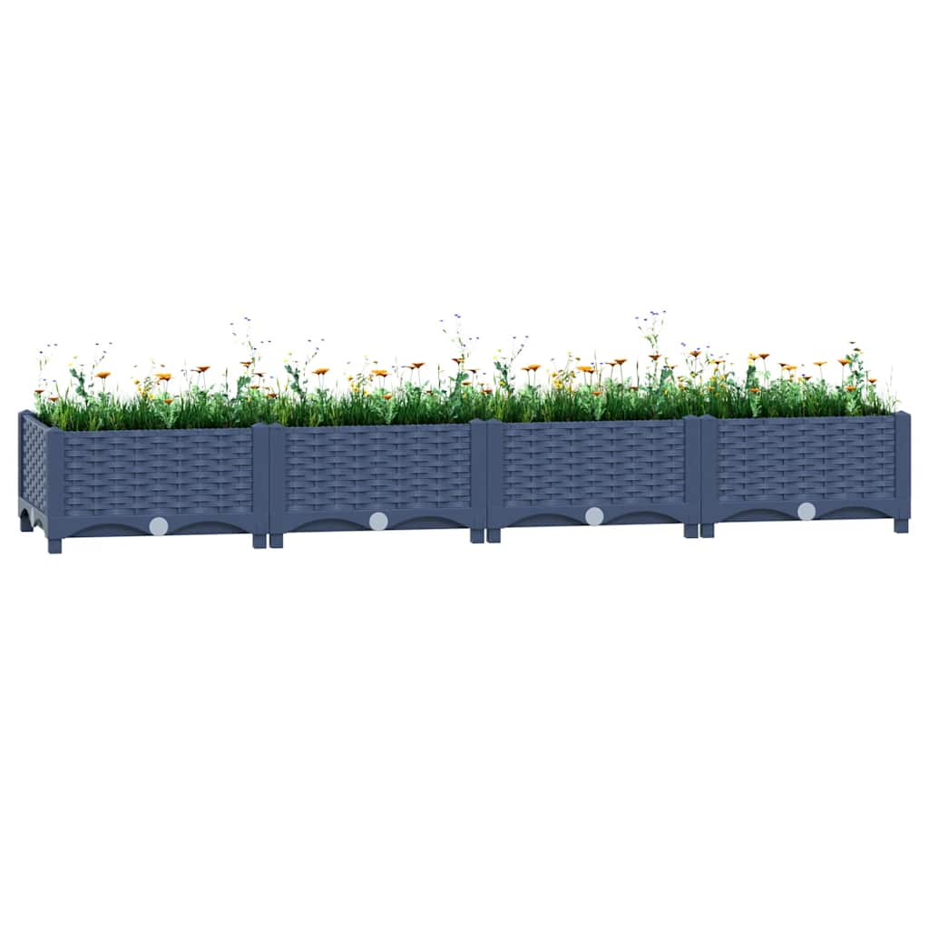 Hochbeet 160X40X23 Cm Polypropylen Blaugrau
