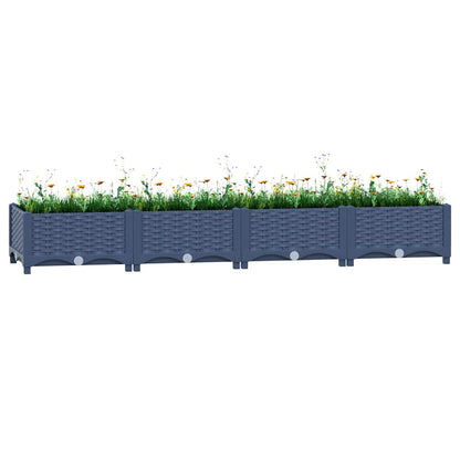 Hochbeet 160X40X23 Cm Polypropylen Blaugrau