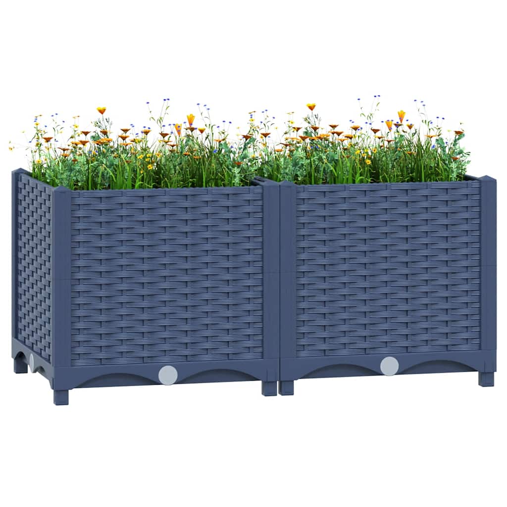 Hochbeet 80X40X38 Cm Polypropylen Blaugrau
