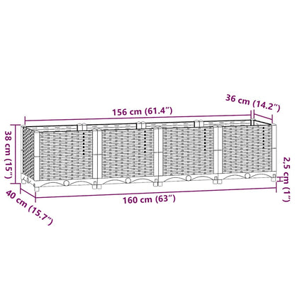 Hochbeet 160X40X38 Cm Polypropylen Blaugrau