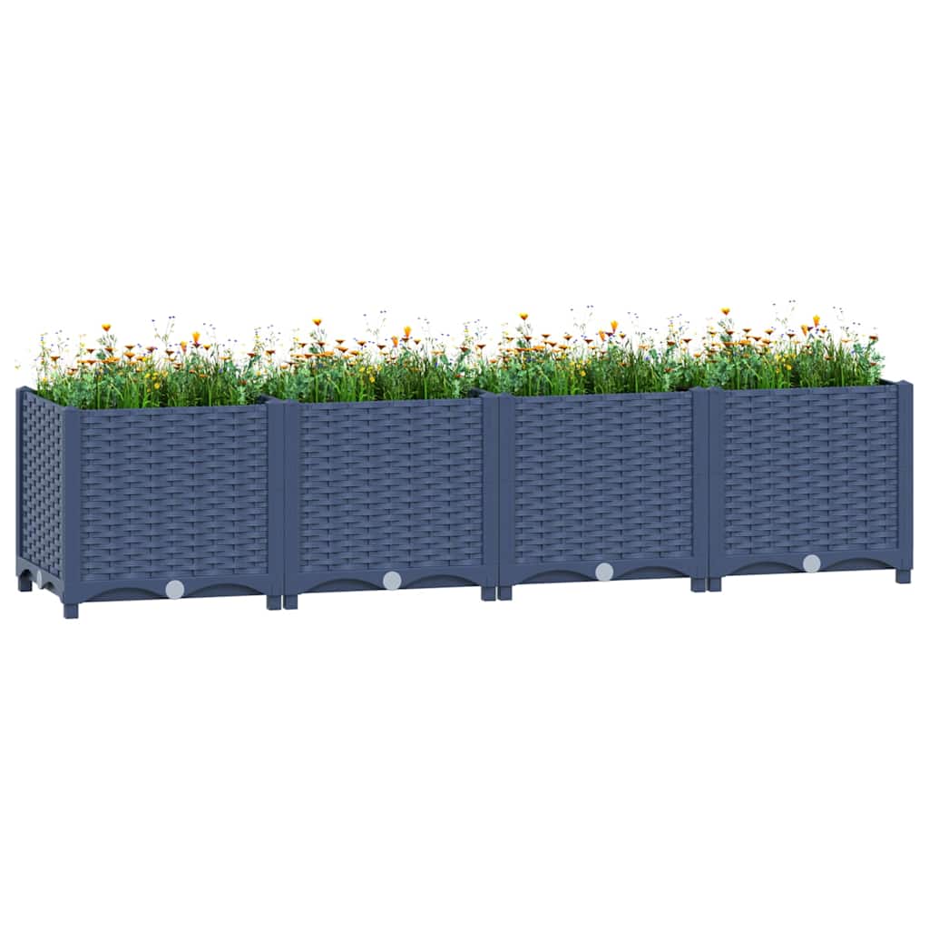 Hochbeet 160X40X38 Cm Polypropylen Blaugrau