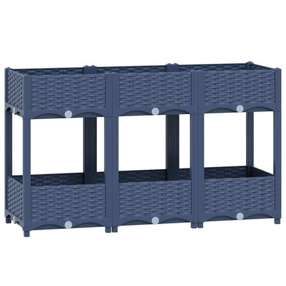 Hochbeet 120X40X71 Cm Polypropylen Blaugrau