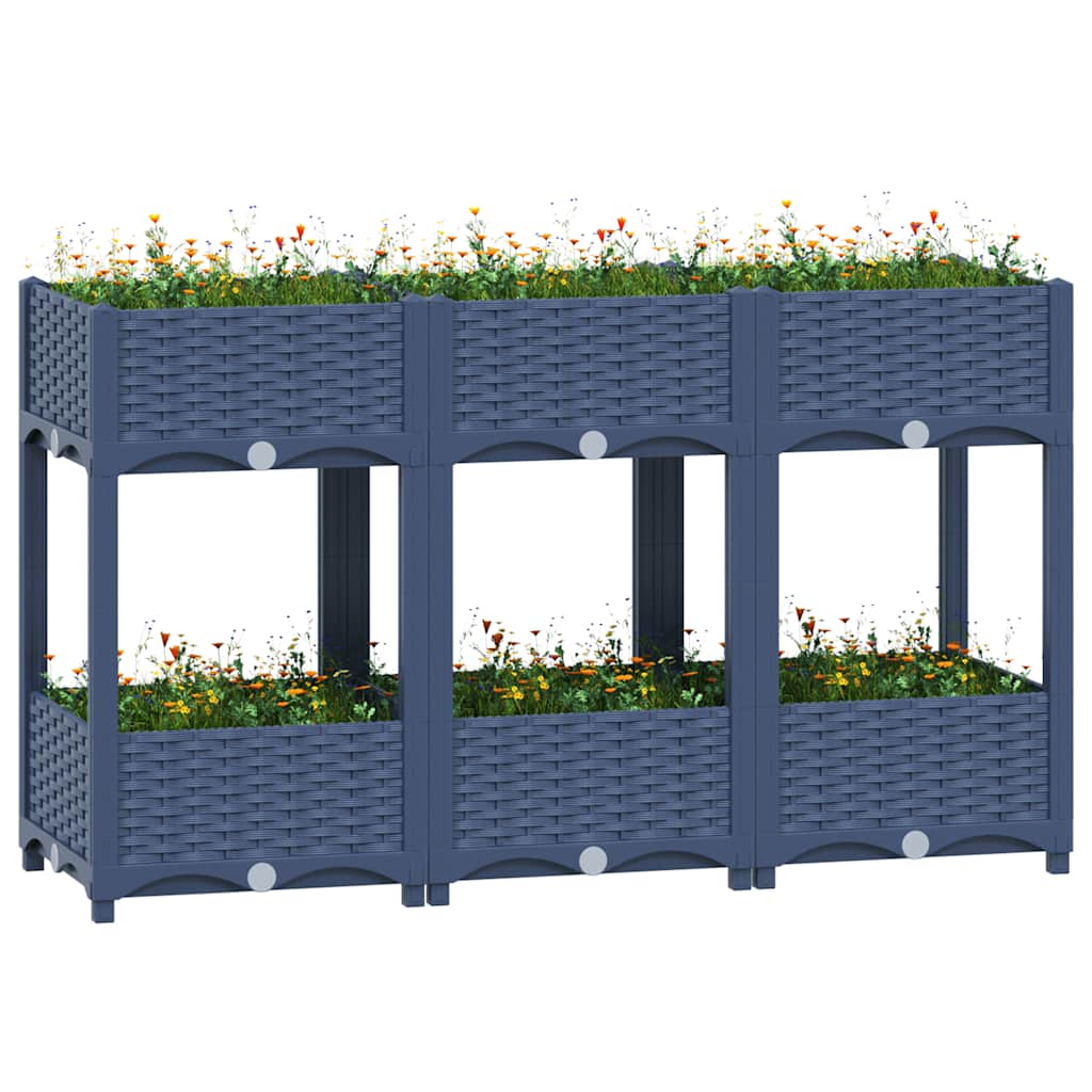 Hochbeet 120X40X71 Cm Polypropylen Blaugrau