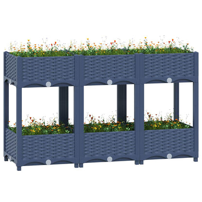 Hochbeet 120X40X71 Cm Polypropylen Blaugrau