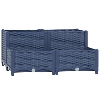 Hochbeet 80X80X38 Cm Polypropylen Blaugrau