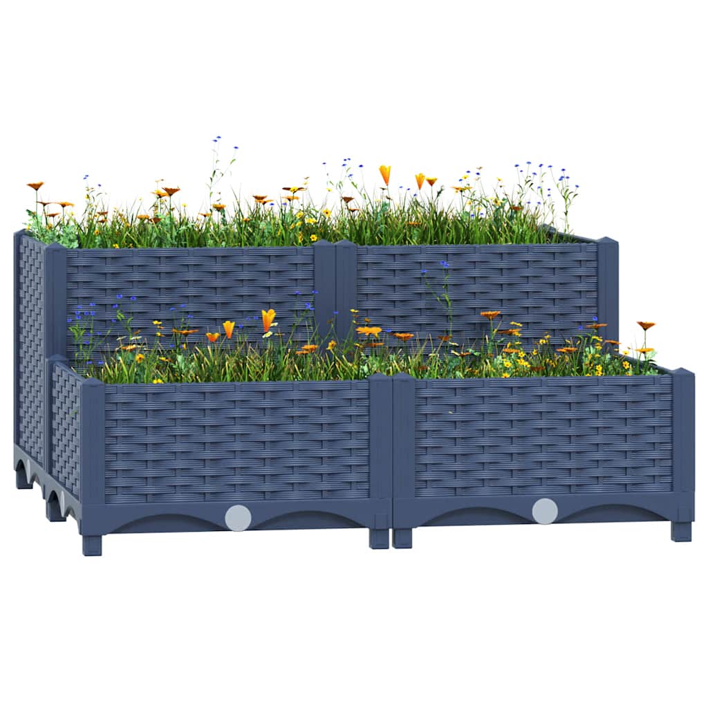 Hochbeet 80X80X38 Cm Polypropylen Blaugrau