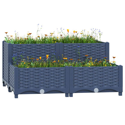Hochbeet 80X80X38 Cm Polypropylen Blaugrau