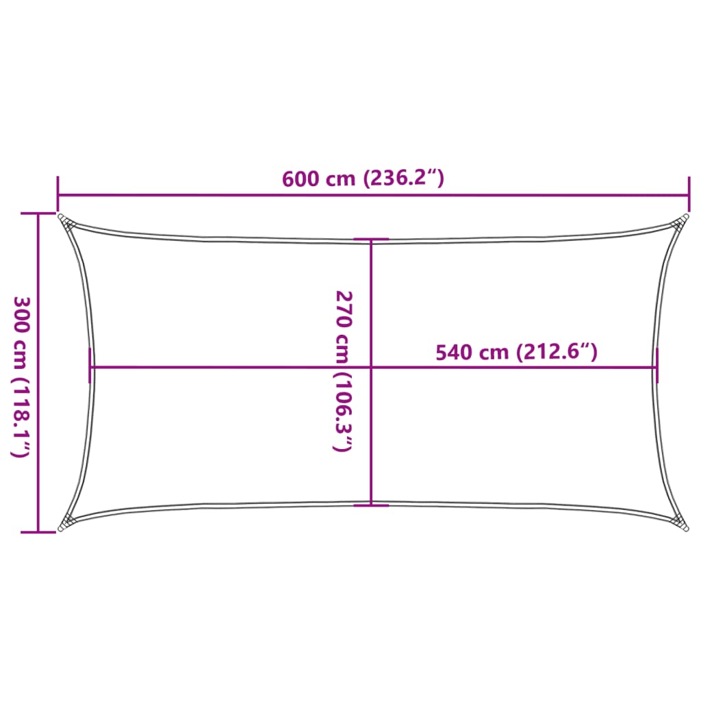 Sonnensegel 160 G/M² 3X6 M Hdpe Anthrazit