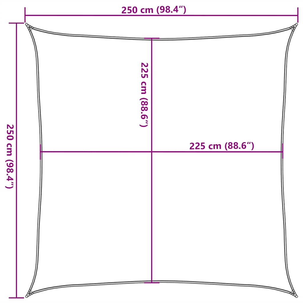 Sonnensegel 160 G/M² 2,5X2,5 M Hdpe Taupe