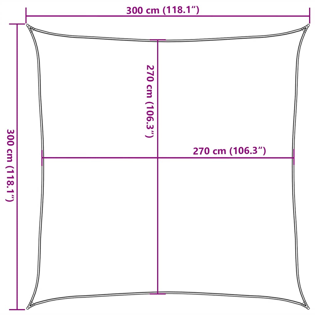 Sonnensegel 160 G/M² 3X3 M Hdpe Taupe