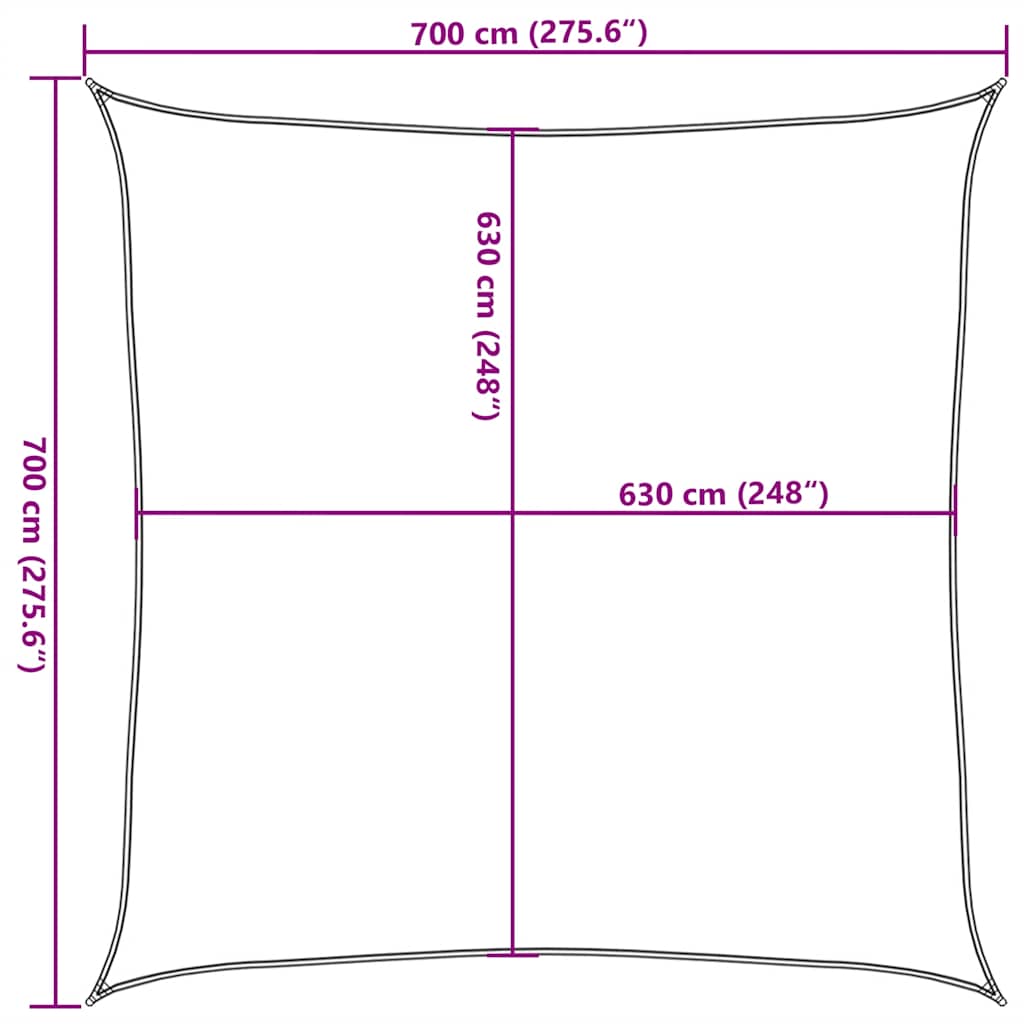 Sonnensegel 160 G/M² 7X7 M Hdpe Taupe