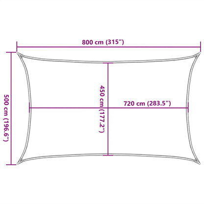 Sonnensegel 160 G/M² 5X8 M Hdpe Taupe
