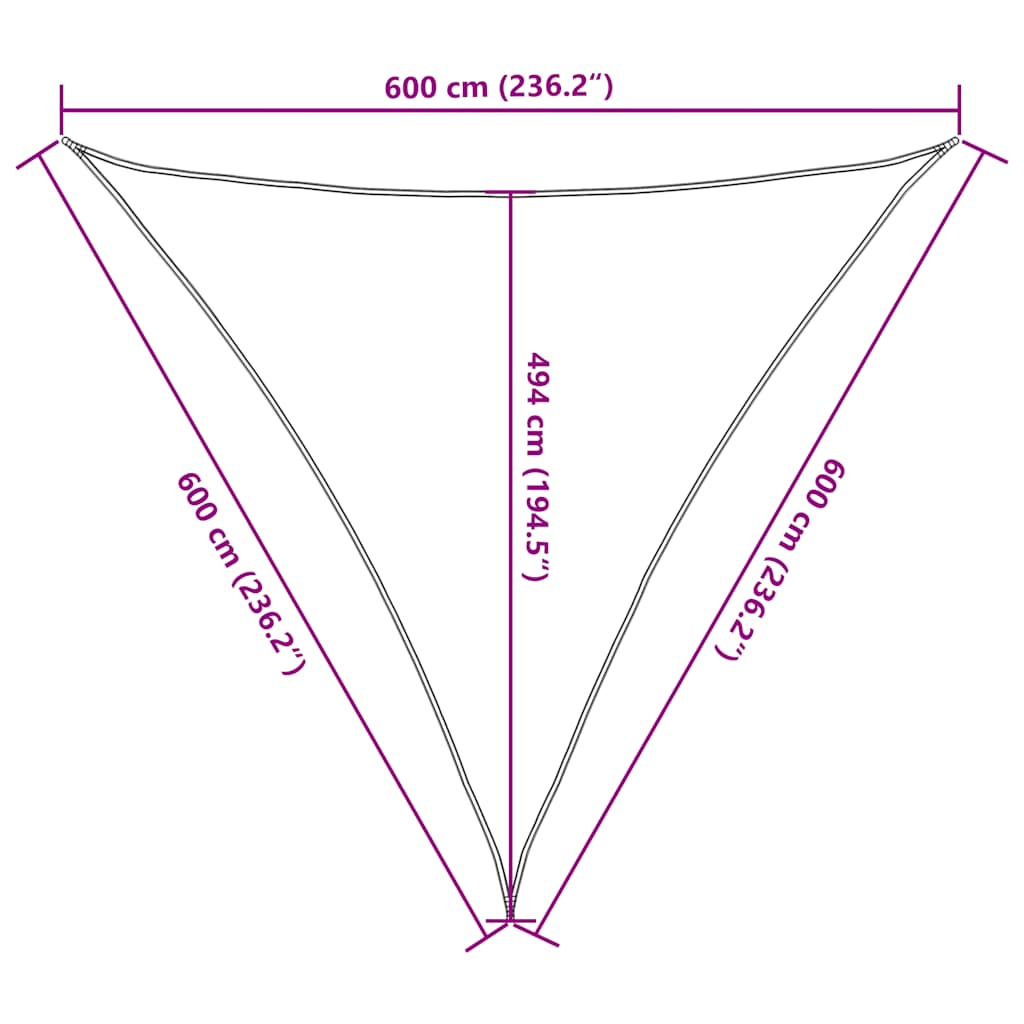 Sonnensegel 160 G/M² 6X6X6 M Hdpe Taupe