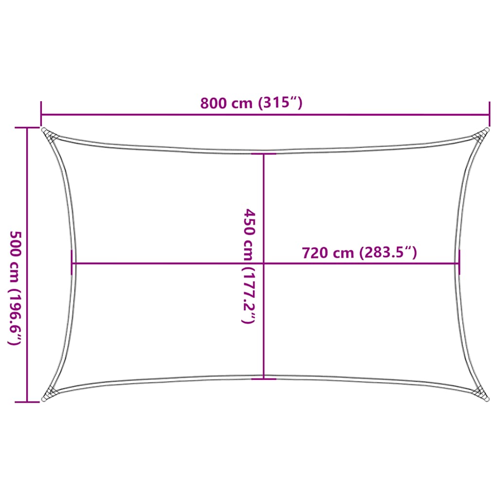 Sonnensegel 160 G/M² Rechteckig Blau 5X8 M Hdpe Anthrazit