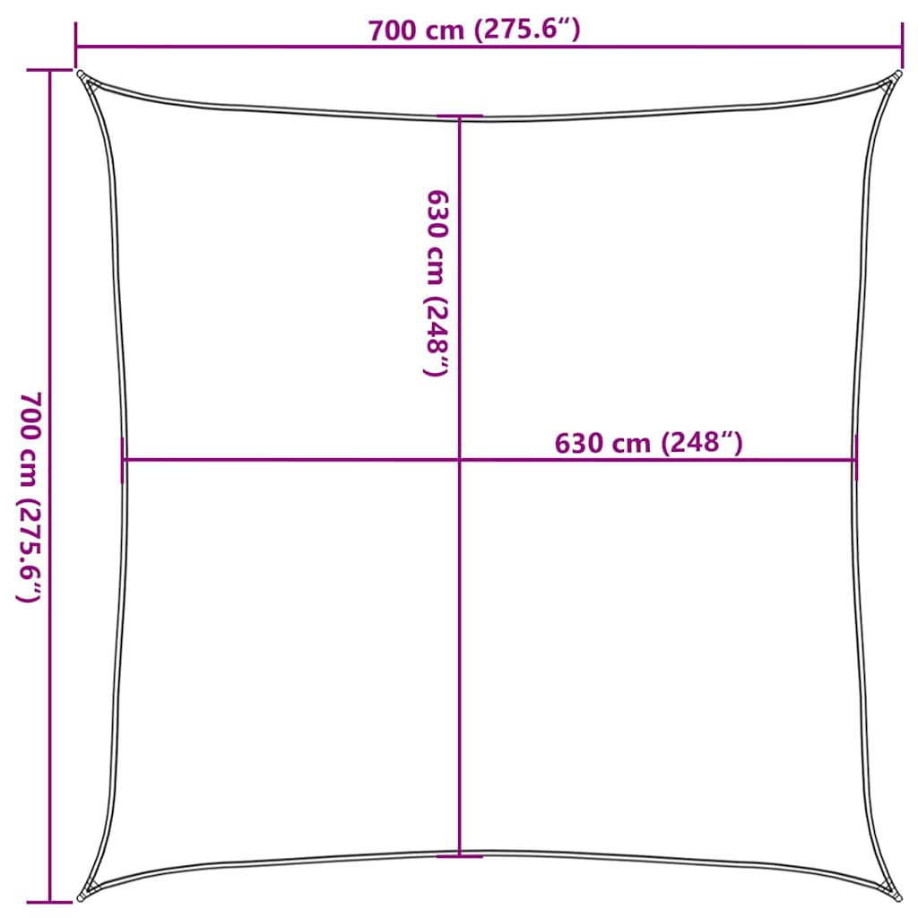 Sonnensegel 160 G/M² Quadratisch Gelb 7X7 M Hdpe Blau