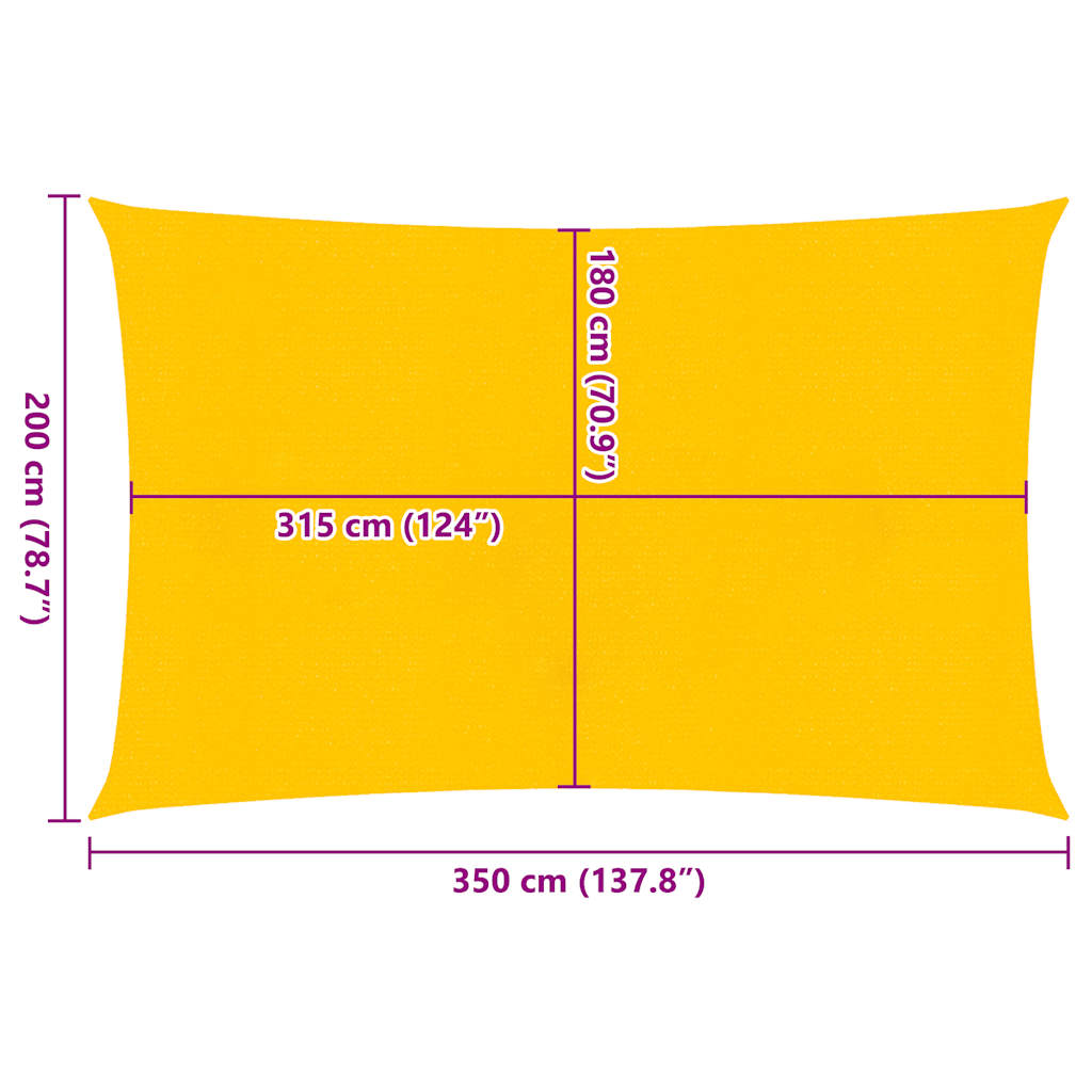 Sonnensegel 160 G/M² Rechteckig 2X3,5 M Hdpe Gelb