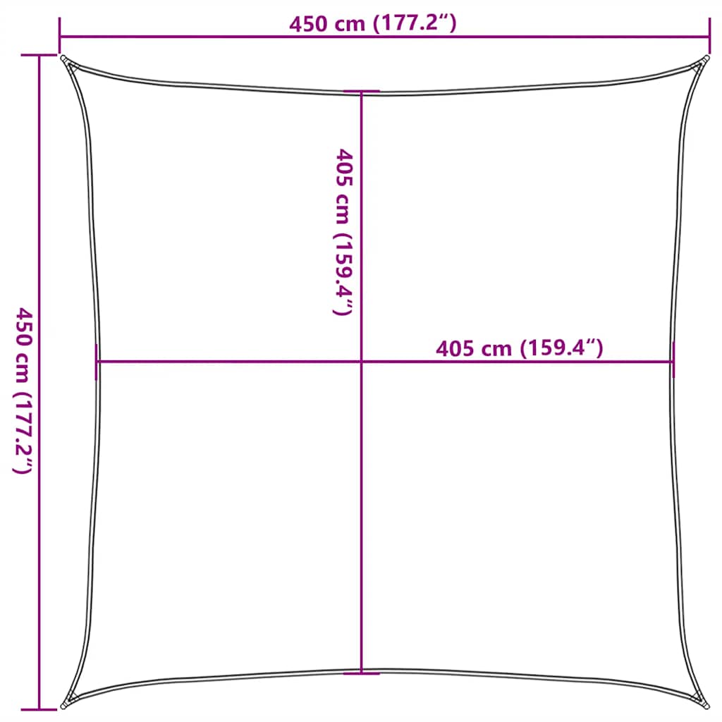 Sonnensegel 160 G/M² Rot 4,5X4,5 M Hdpe Dunkelbraun