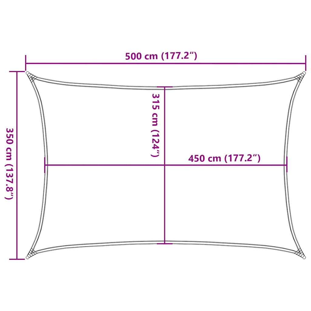 Sonnensegel 160 G/M² 3,5X5 M Hdpe Rot