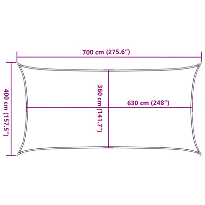 Sonnensegel 160 G/M² Rechteckig 4X7 M Hdpe Orange