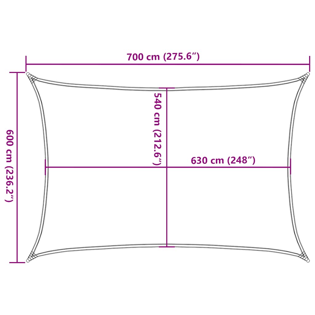 Sonnensegel 160 G/M² Rechteckig 6X7 M Hdpe Orange