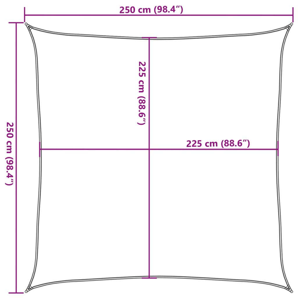 Sonnensegel 160 G/M² 2,5X2,5 M Hdpe Schwarz