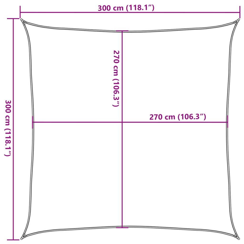 Sonnensegel 160 G/M² 3X3 M Hdpe Schwarz