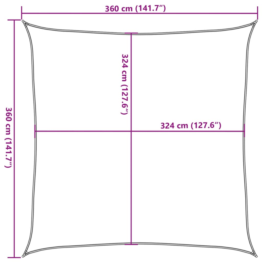 Sonnensegel 160 G/M² 3,6X3,6 M Hdpe Schwarz