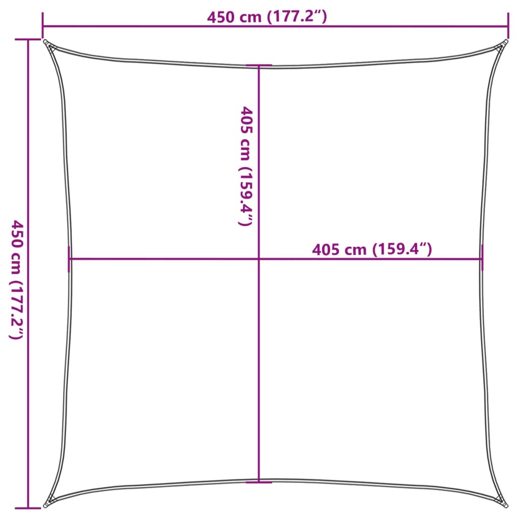 Sonnensegel 160 G/M² 4,5X4,5 M Hdpe Schwarz