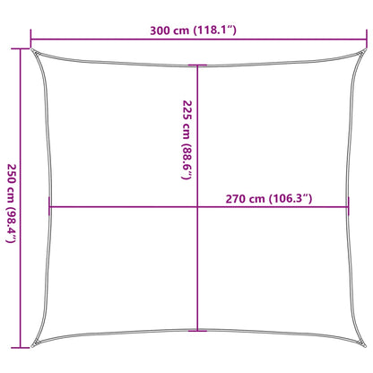 Sonnensegel 160 G/M² 2,5X3 M Hdpe Schwarz