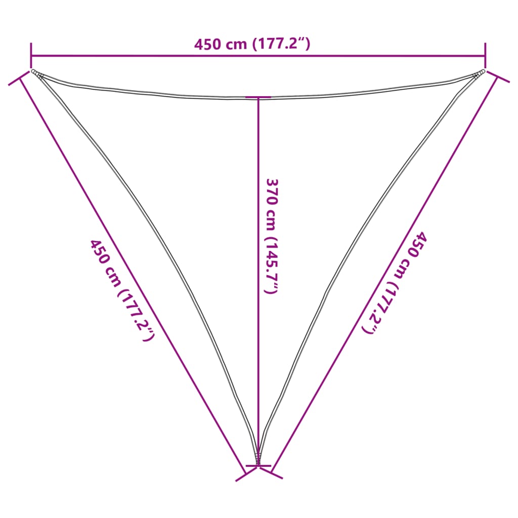 Sonnensegel 160 G/M² 4,5X4,5X4,5 M Hdpe Schwarz