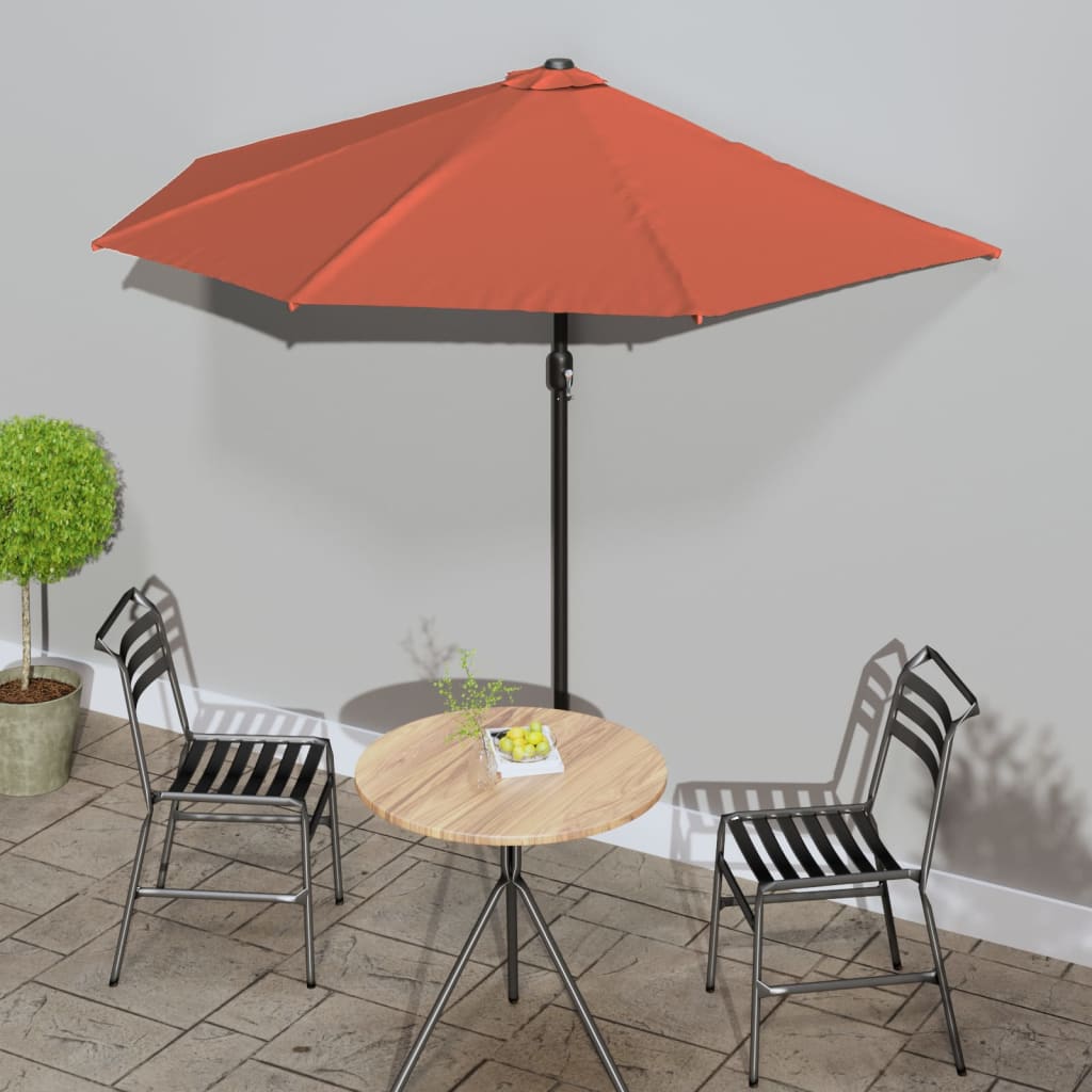 Balkon-Sonnenschirm Mit Alu-Mast Grün 300X155 Cm Halbrund