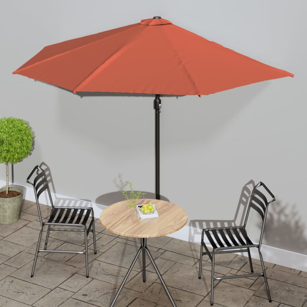 Balkon-Sonnenschirm Mit Alu-Mast Grün 300X155 Cm Halbrund