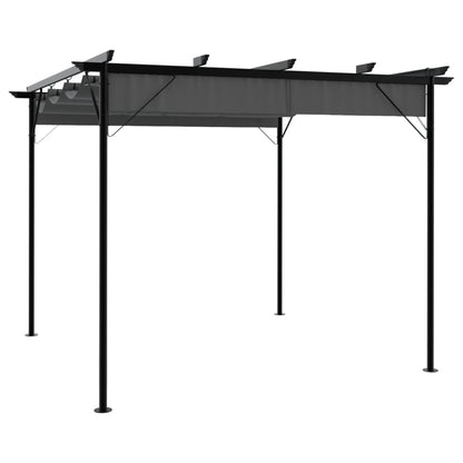 Pergola Mit Versenkbarem Dach Weiß 3X3 M Stahl